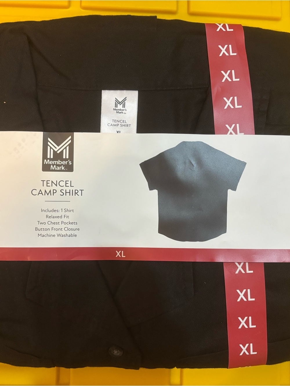 Member's Mark Black Tencel Camp Shirt - Relaxed Fit (XL)